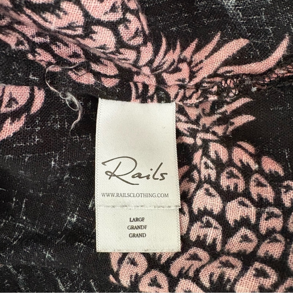 Rails Large Linen Blend Button Front Shirt Pink P… - image 7